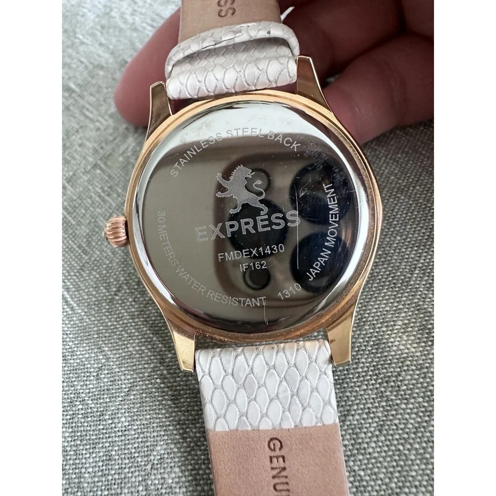 Express‎ FMDEX1430 Crystal Bezel Snakeskin Pattern Rose Gold Women's Chronograph